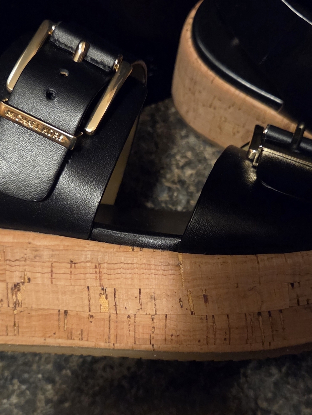 Michael Kors, Double Strap Sandals w/Gold Buckle Accents - Picture 2 of 12